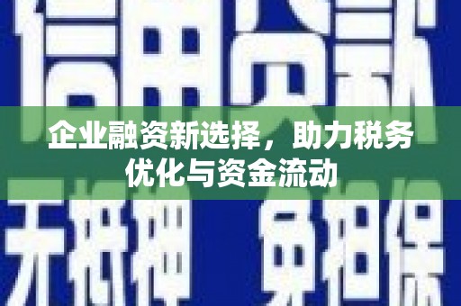 峨眉企业融资新选择，助力税务优化与资金流动