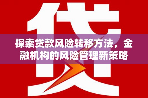 峨眉探索贷款风险转移方法，金融机构的风险管理新策略