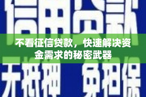 峨眉不看征信贷款，快速解决资金需求的秘密武器