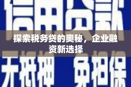 峨眉探索税务贷的奥秘，企业融资新选择
