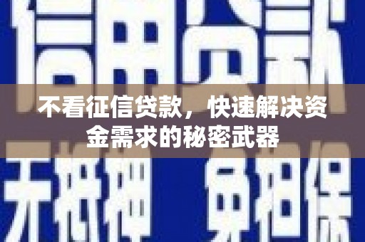 峨眉不看征信贷款，快速解决资金需求的秘密武器
