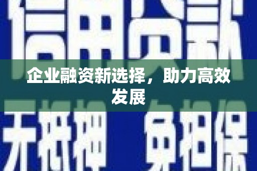 峨眉企业融资新选择，助力高效发展